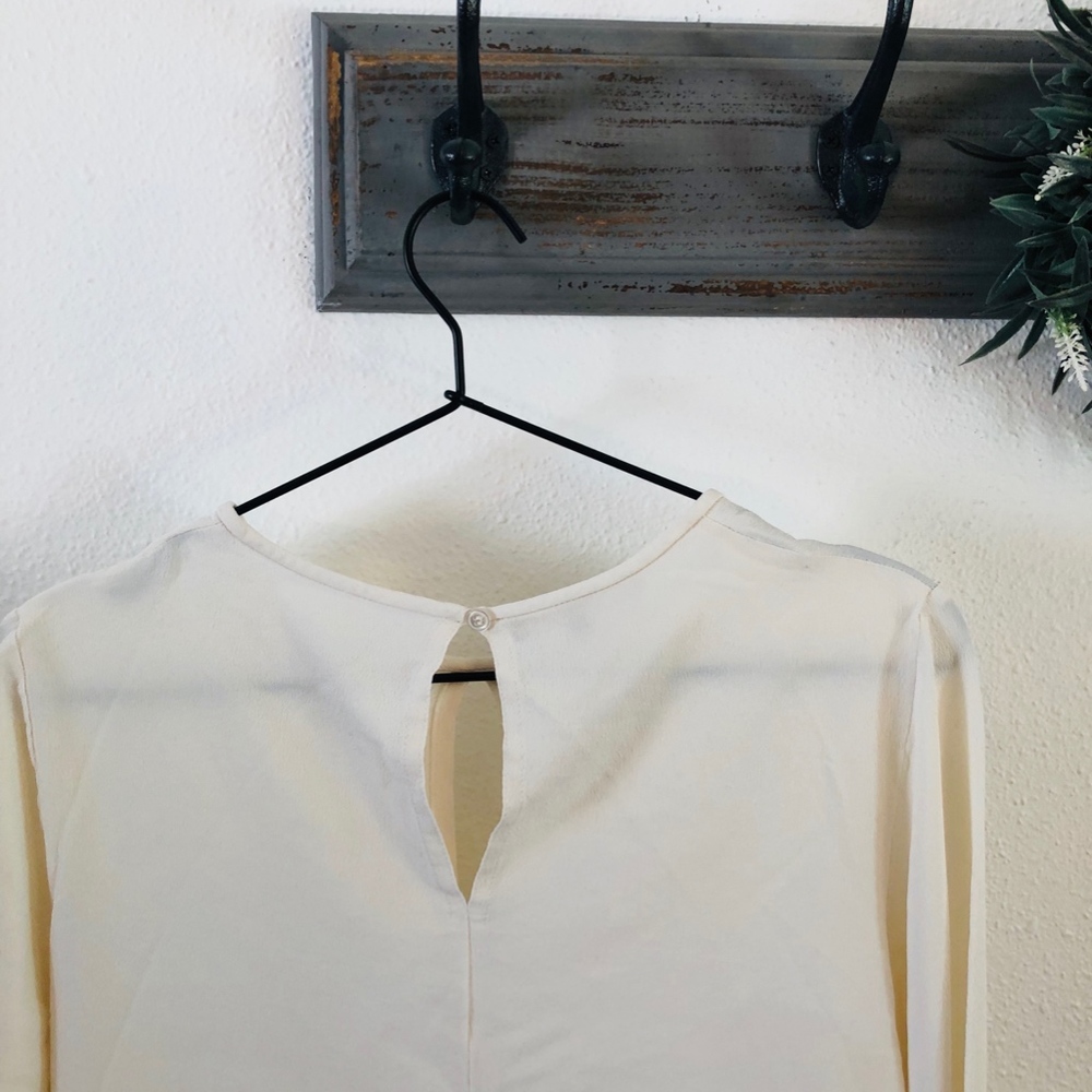 MIchael Kors Collection Cream Crepe Silk Blouse 14 - Picture 6 of 6